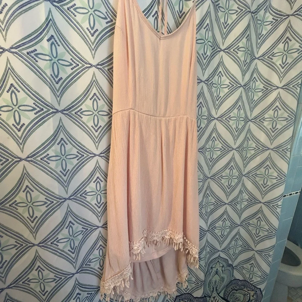 EUC Jella Couture Blush Pink Lined Crinkle Material Dress, w/Straps and Backless - Picture 13 of 16